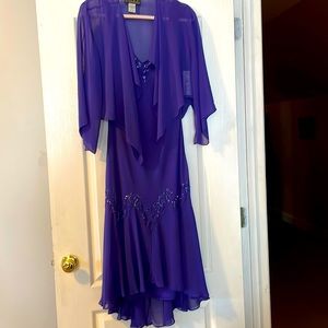 Beautiful formal sapphire dress with sheer jacket. Perfect for a summer wedding!